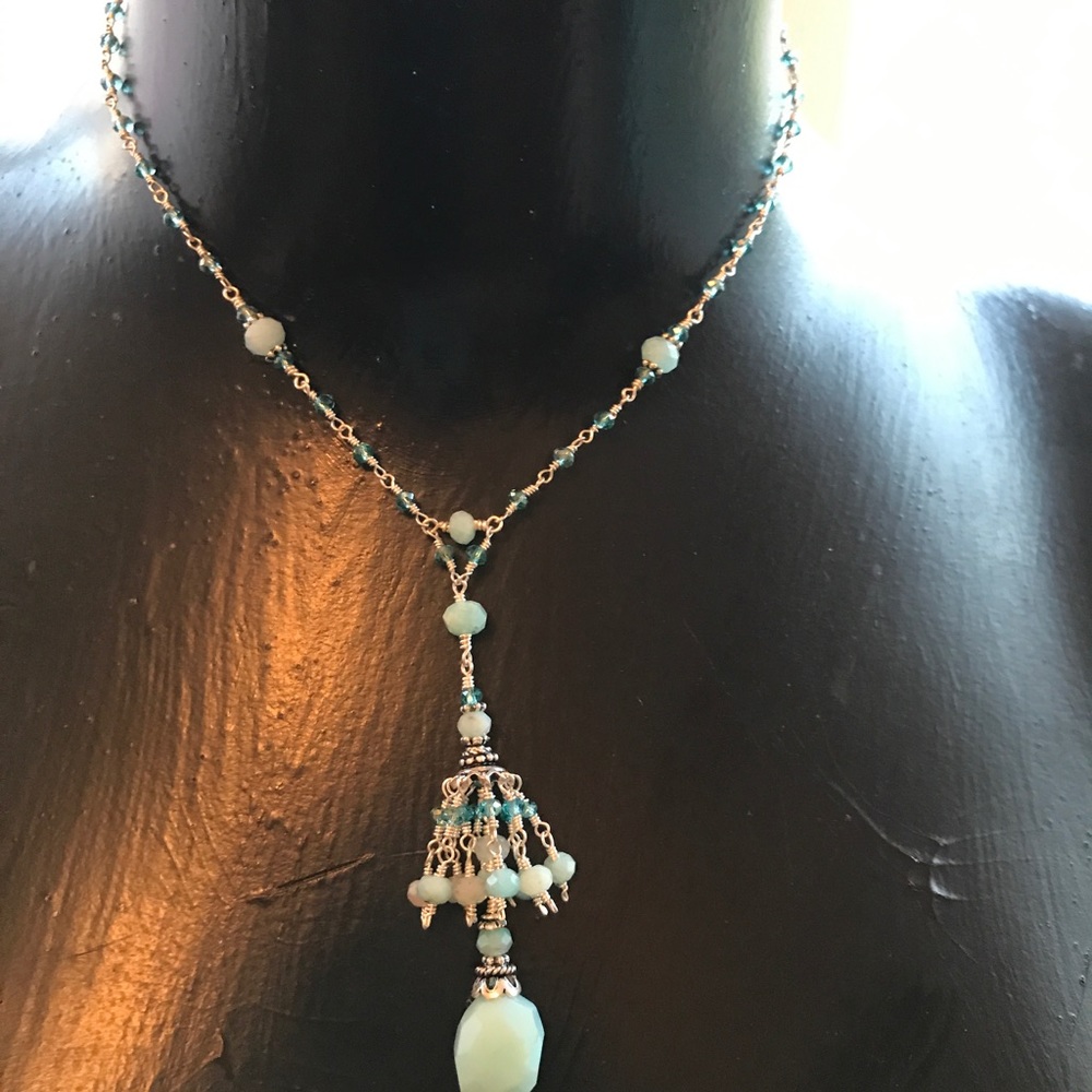 Prussian Amazonite and Peruvian opal necklace